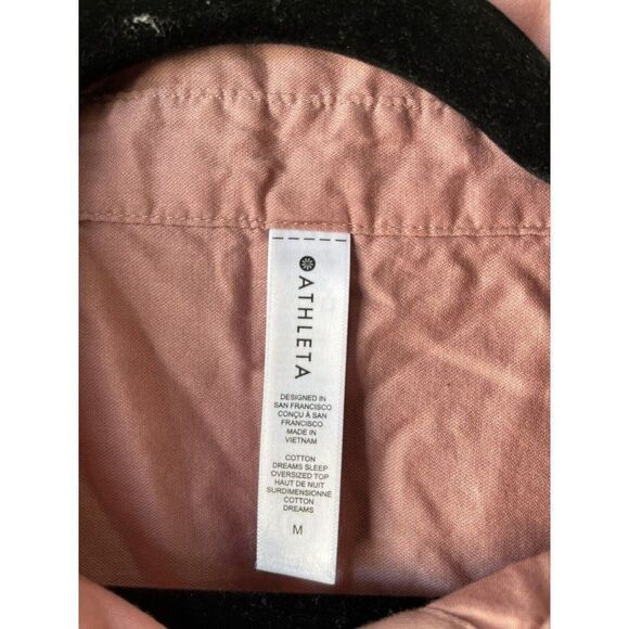 Athleta Cotton Dreams Sleep Oversized Top M Pink Pajama Shirt Loungewear - Picture 3 of 8